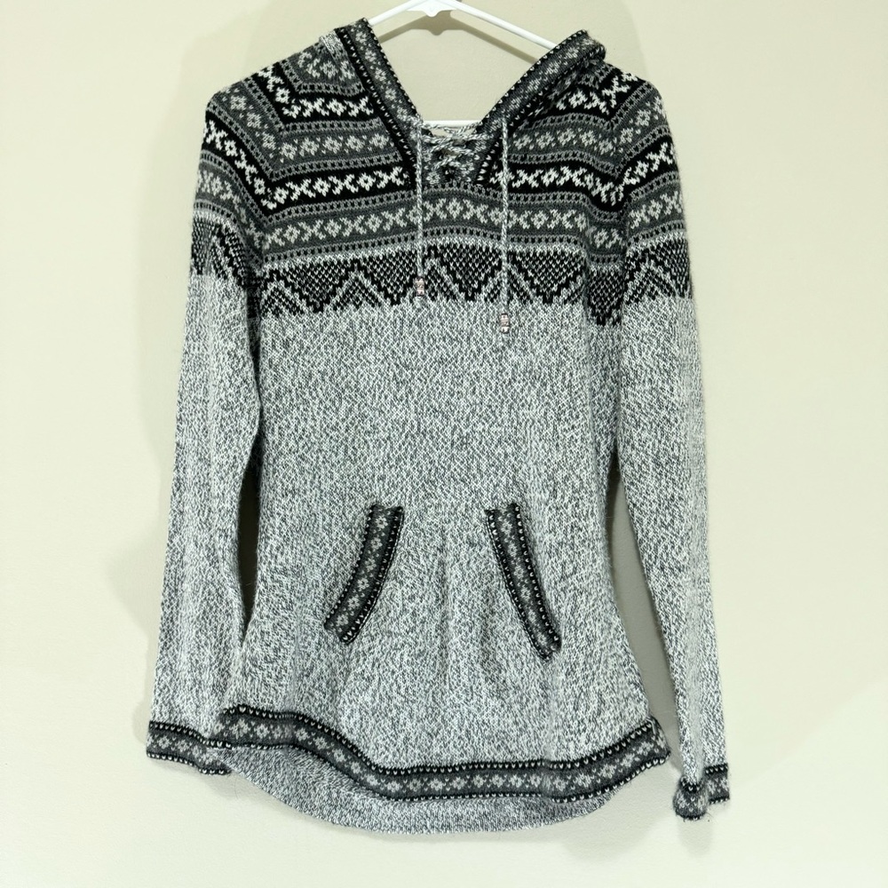 Artesian Alpaca Wool Blend Hooded Sweater Size M